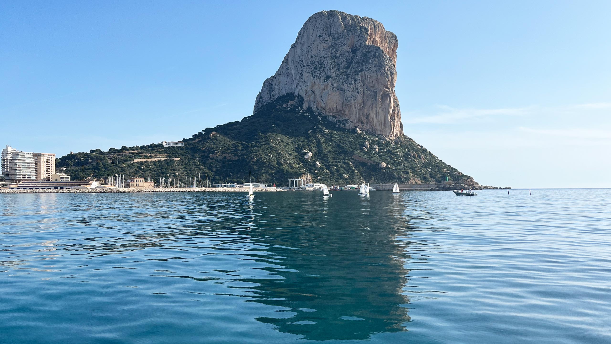 Peñón de Ifach and Calpe coastline seen from the sea